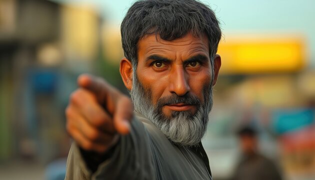 Model From Kpk, Pakistan With Traditional Pathan Roots, Showcasing An Iconic Pointing Finger Gesture. Embracing Pakistani Culture And Style.