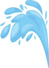 Cartoon water is splashing, making a big curve shape, perfect for any project needing a refreshing touch
