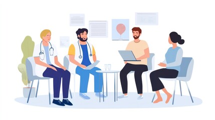 A group of doctors are discussing a patient's case while sitting in a conference room.