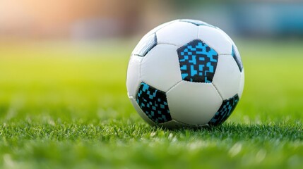 Fototapeta premium Soccer Ball on Green Grass Field