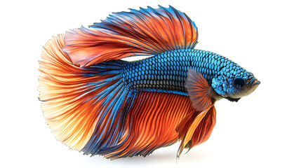 Fototapeta premium vibrant Betta fish showcasing its stunning colors and flowing fins, swimming gracefully. This aquatic beauty captivates with its intricate patterns and lively hues