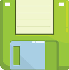 Green floppy disk representing the concept of saving data
