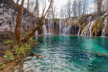 Beautiful Plitvice lakes national park, lots of waterfalls and clear lakes