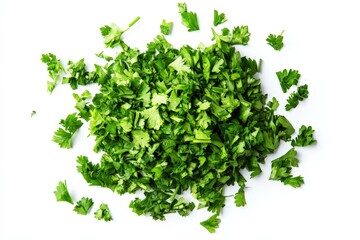 Chopped Dry Parsley Leaves on White Background