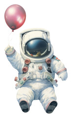 PNG Rabbit astronaut balloon space white background.