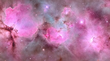 Obraz premium Vibrant pink nebula in deep space capturing cosmic majesty and ethereal beauty