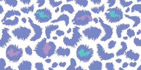 Seamless leopard fur pattern, purple vector hand drawn natural print for fabric, wallpaper