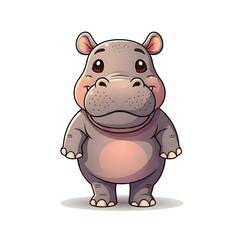 Fototapeta premium Adorable cartoon hippo character illustration isolated