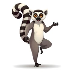 Obraz premium Animated Lemur Illustration with Cheerful Pose and Expression