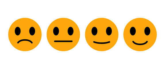 Yellow Emoticons vector stickers, Isolate Smiley Face symbol on white background, Happy mood illustration, Trendy graphic elements for Web, App and Infographic presebtations (Editable)