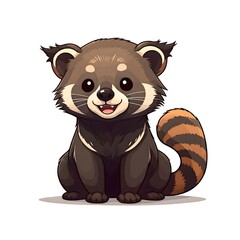 Obraz premium Adorable Cartoon Red Panda with Striped Tail and Cheerful Expression