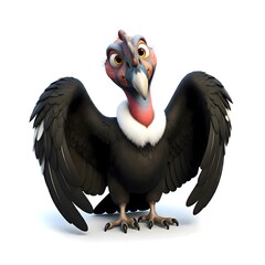 Obraz premium Cartoon Vulture with Quirky Expression and Open Wings