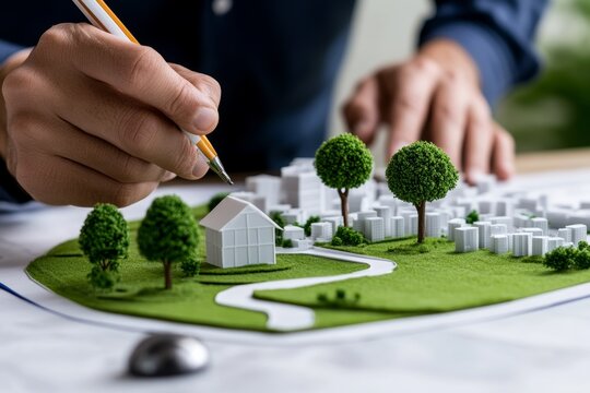 An urban planner developing efficient city layouts, balancing environmental and economic factors