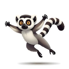 Obraz premium Vibrant Cartoon Lemur Jumping Playfully With Joyful Energy