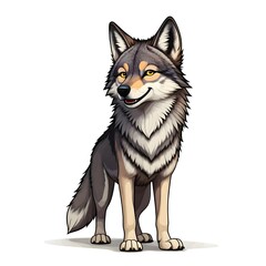 Fototapeta premium Illustration of a Majestic Wolf with Detailed Fur Texture