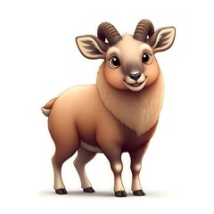 Adorable Cartoon Goat Standing with a Cheerful Smile