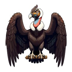 Obraz premium Illustration of a Majestic Vulture with Spread Wings and Imposing Stance