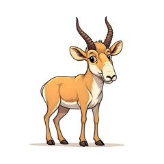 Obraz premium Charming Cartoon Saiga Antelope with Big Eyes and Horns