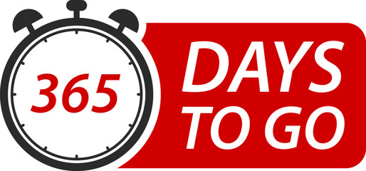 Countdown days left banner. Count time sale. Days to go. Vector illustration. 365 Days to go.