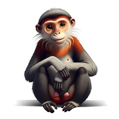 Obraz premium Portrait of a Colorful Monkey with a Pensive Expression