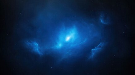 Fototapeta premium Mysterious blue nebula in deep space with glowing clouds