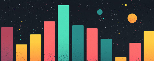 Abstract growth chart with vibrant progress lines, growth rate data overlaid