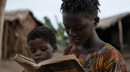 A volunteer teaching a child how to read, showing the importance of education and mentorship, [International Volunteer Day], [mentorship, education empowerment], ,