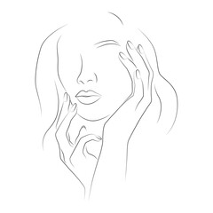 Line art. Faceless woman. Line style woman portrait, minimalist woman portrait, girl face, line style face. Beautiful woman. Lady silhouette 