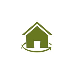 Single eco icon - Green house icon   isolated on white background.