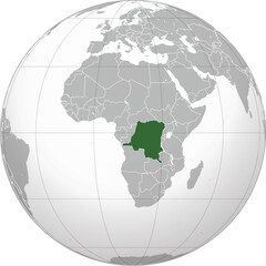 Detailed national location map of DR CONGO within the great continent of Africa