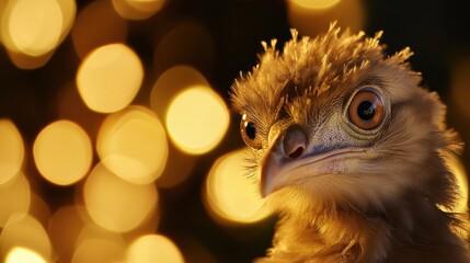 Bright eyed young bird in light