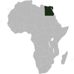 Detailed national location map of EGYPT within the great continent of Africa