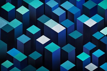 Abstract 3D Geometric Shapes in Blue