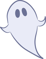 Simple cartoon flat hand drawn ghost. Spooky Halloween symbol icon.