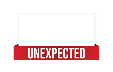 Unexpected red vector banner illustration isolated on white background