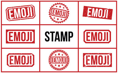 Emoji Red rubber stamp on white background. Emoji stamp sign. Emoji stamp.