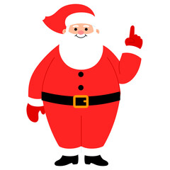 cute chubby santa claus is pointing  hand for presentation illustration