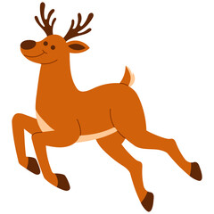 smiling brown reindeer is jumping illustration