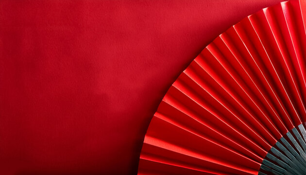 Chinese red fan background concept to celebrate lunar new year