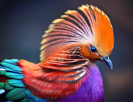 Bunter Paradiesvogel mit langen Federn am Kopf