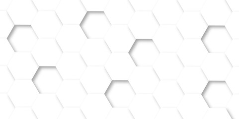 Naklejka premium Abstract white background with hexagon and hexagonal background. Luxury white pattern with hexagons. abstract 3d hexagonal background with shadow. 3D futuristic abstract honeycomb mosaic background.