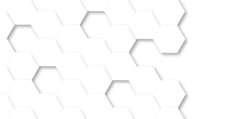 Abstract white background with hexagon and hexagonal background. Luxury white pattern with hexagons. abstract 3d hexagonal background with shadow. 3D futuristic abstract honeycomb mosaic background.