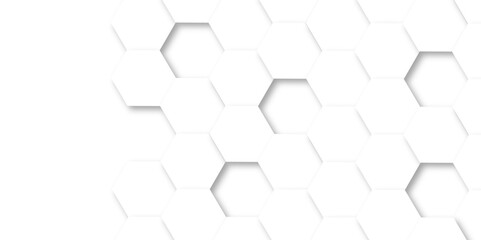 Naklejka premium Abstract white background with hexagon and hexagonal background. Luxury white pattern with hexagons. abstract 3d hexagonal background with shadow. 3D futuristic abstract honeycomb mosaic background.