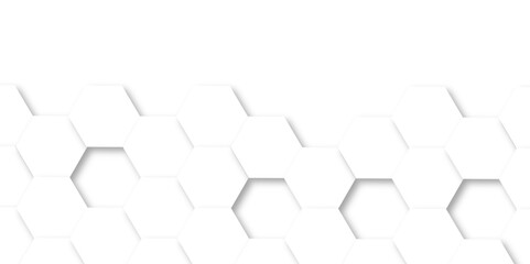 Naklejka premium Abstract white background with hexagon and hexagonal background. Luxury white pattern with hexagons. abstract 3d hexagonal background with shadow. 3D futuristic abstract honeycomb mosaic background.