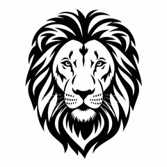 Fototapeta premium Lion face silhouette, logo, emblem, white background.