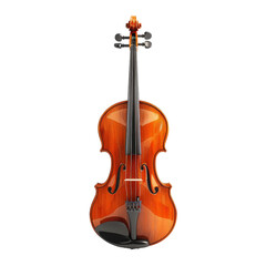 Fototapeta premium A detailed view of an elegant wooden violin resting on a plain background, showcasing its craftsmanship and design