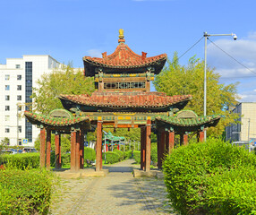 Traditional architecture in a city park, Ulaanbaatar, Mongolia