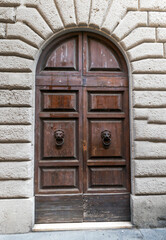 A old wooden door in Livorno, Italy