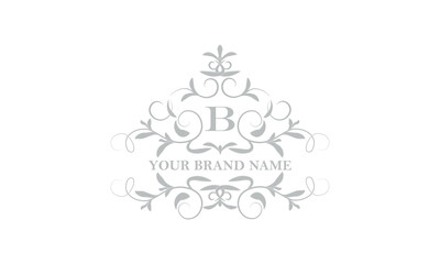 Creative floral design of the company logo with a stylish letter B in the center. Vector sign for business, fashion, restaurant, hotel, etc.