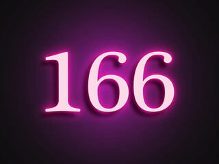 Pink glowing Neon light text effect of number 166.